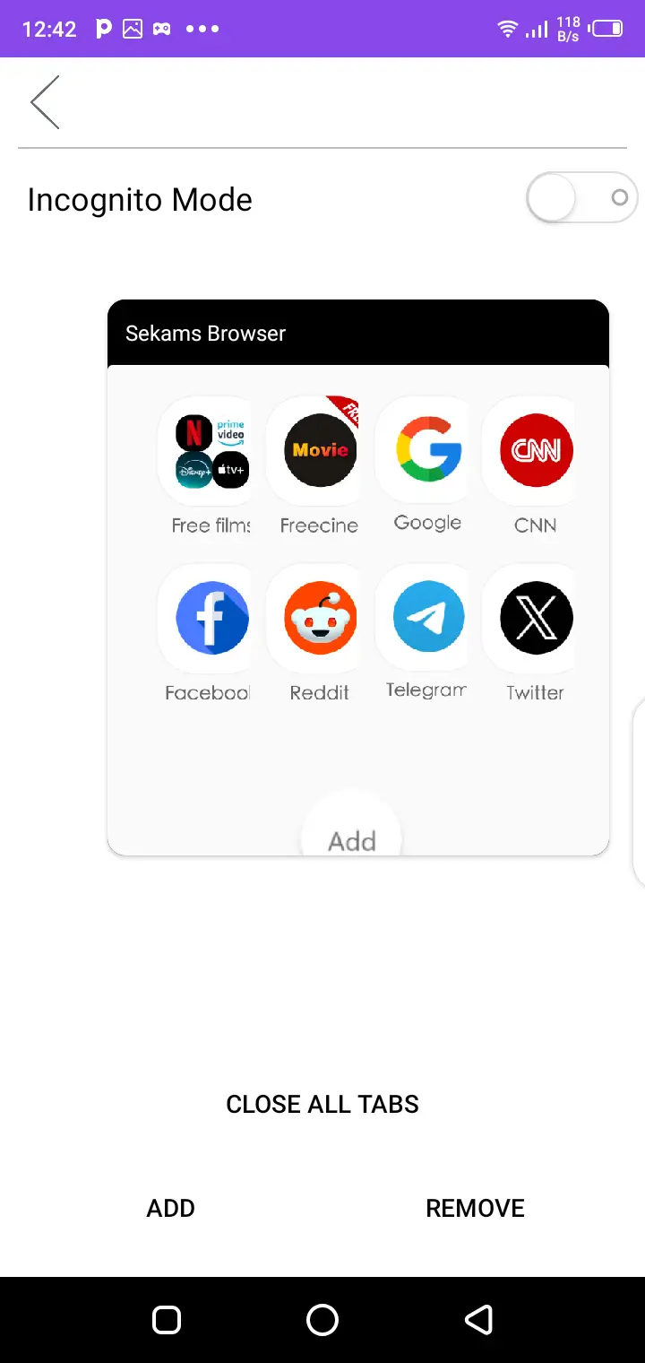 Screenshot of Sekams Browser App APK